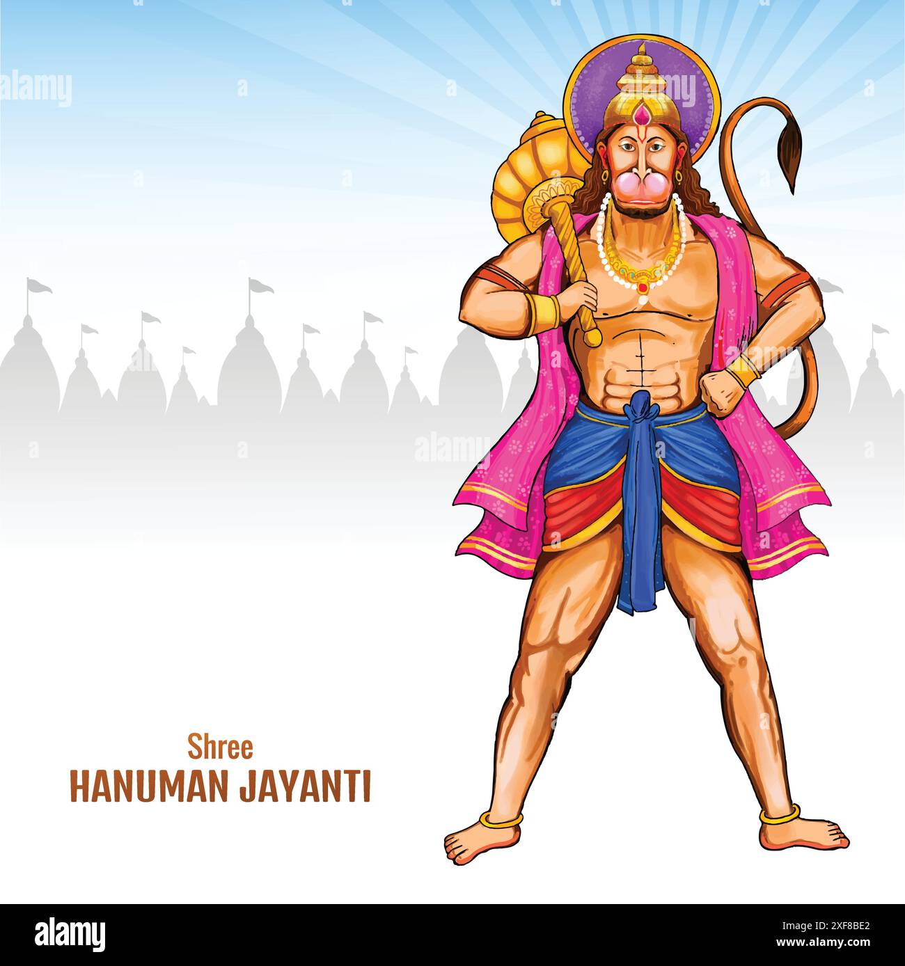 Jay shri RAM Happy hanuman jayanti festival di sfondo Illustrazione Vettoriale