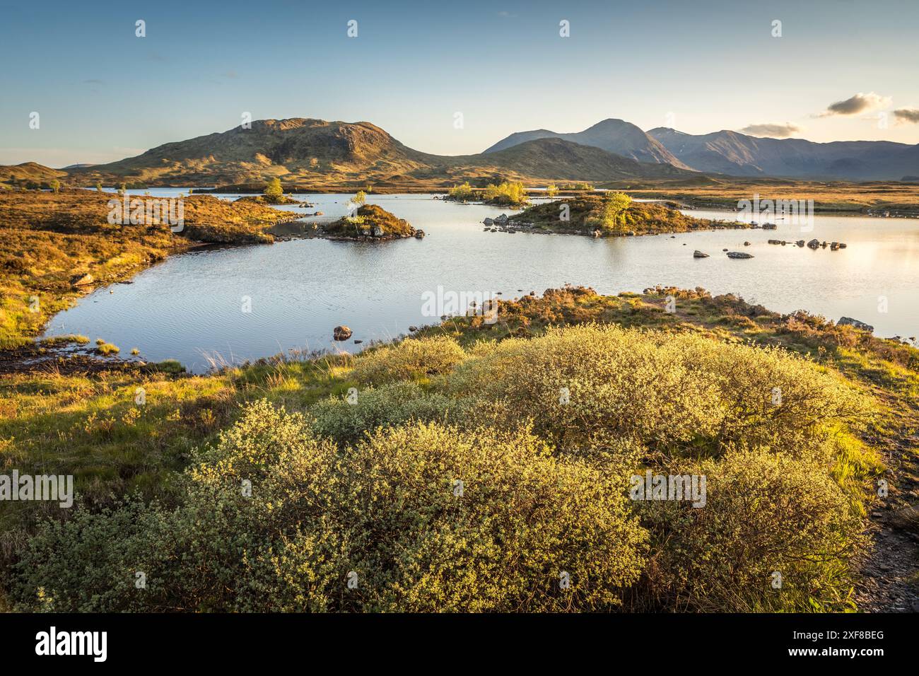 Geografia / viaggi, Gran Bretagna, Scozia, Lochan na h-Achlaise alla luce della sera, Rannoch Moor, ULTERIORI-DIRITTI-CLEARANCE-INFO-NON-DISPONIBILI Foto Stock