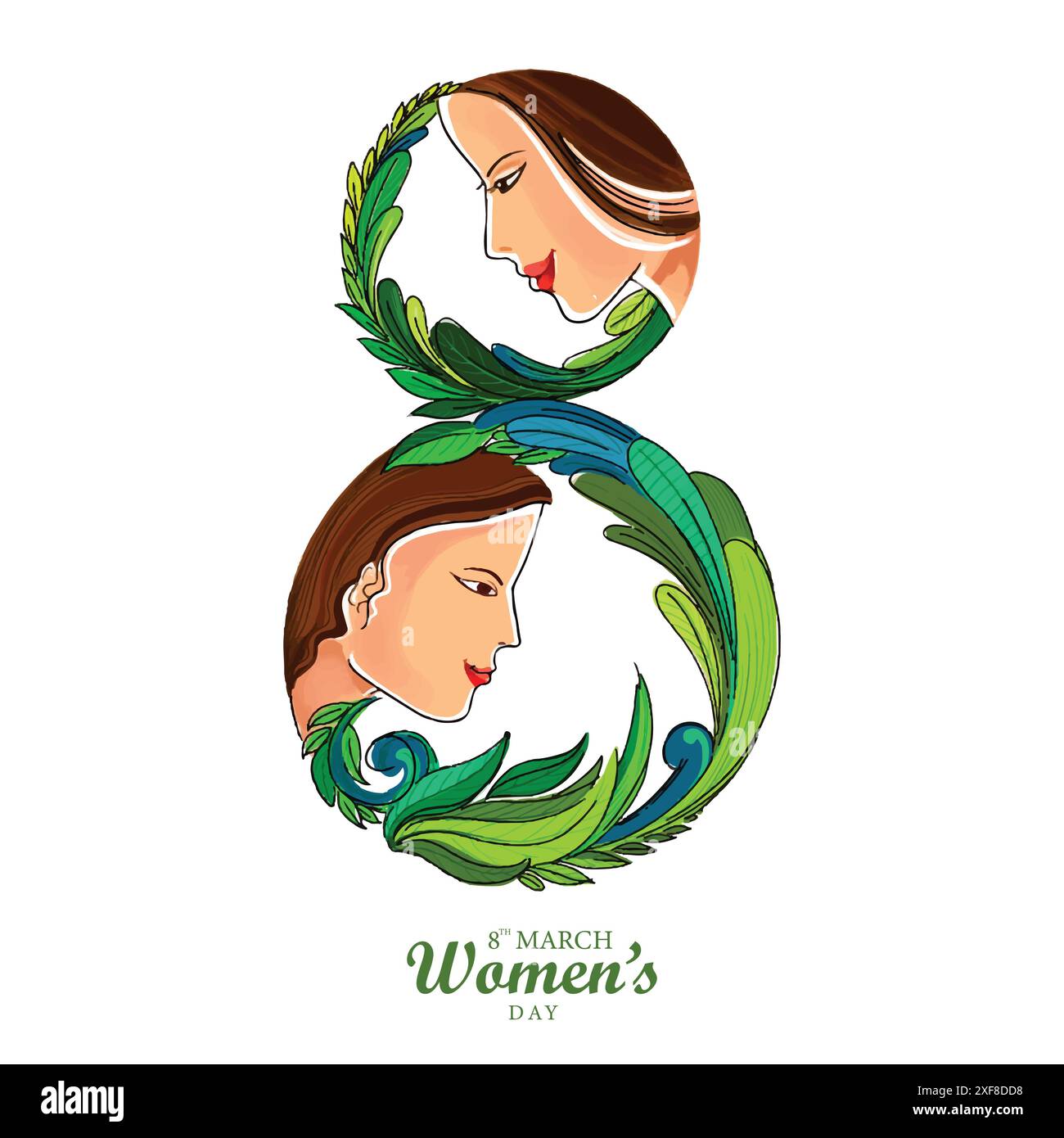 Buon giorno delle donne 8 marzo biglietto d'auguri design Illustrazione Vettoriale