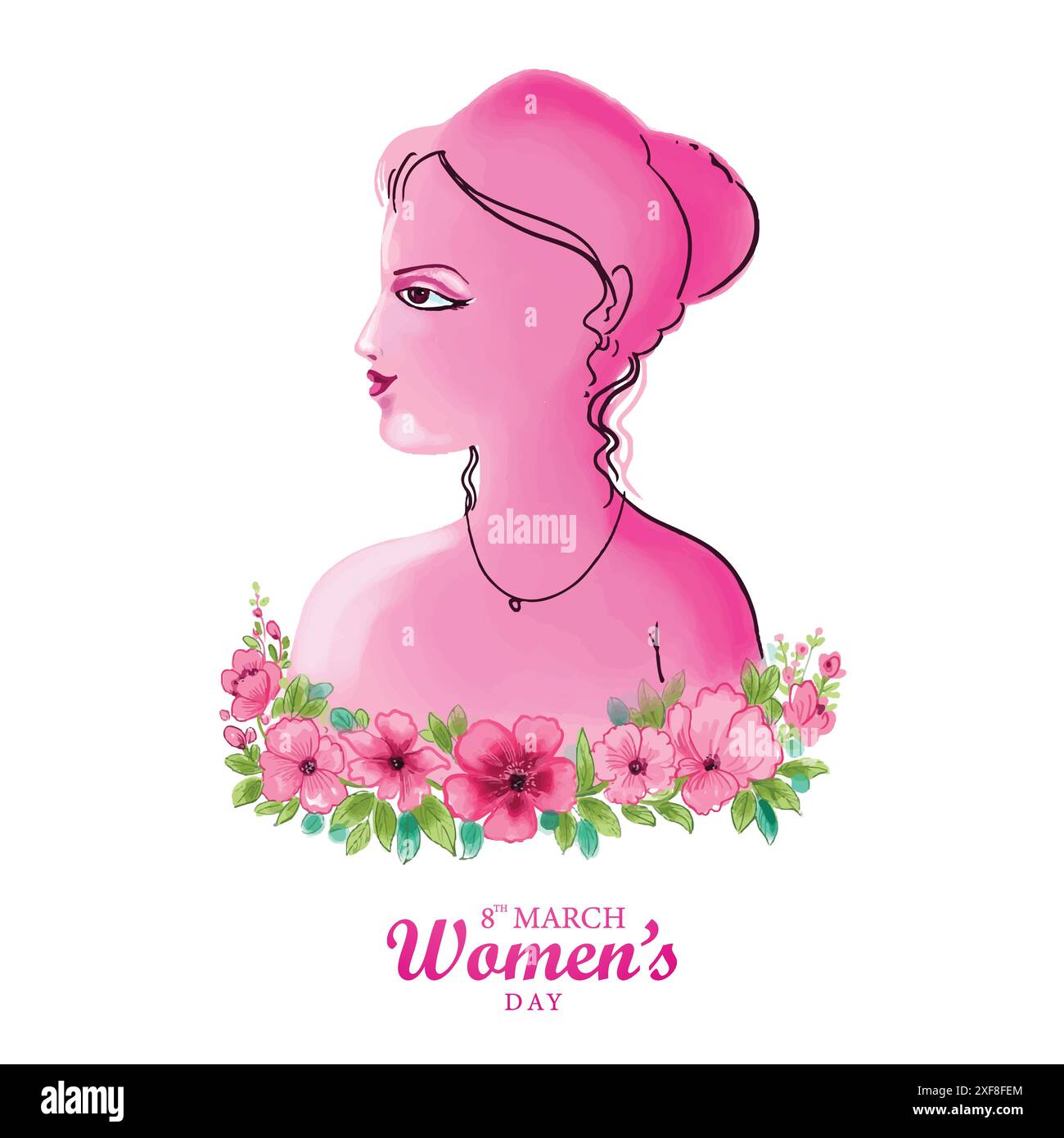 Bellissimo giorno delle donne 8 marzo biglietto di auguri sullo sfondo Illustrazione Vettoriale