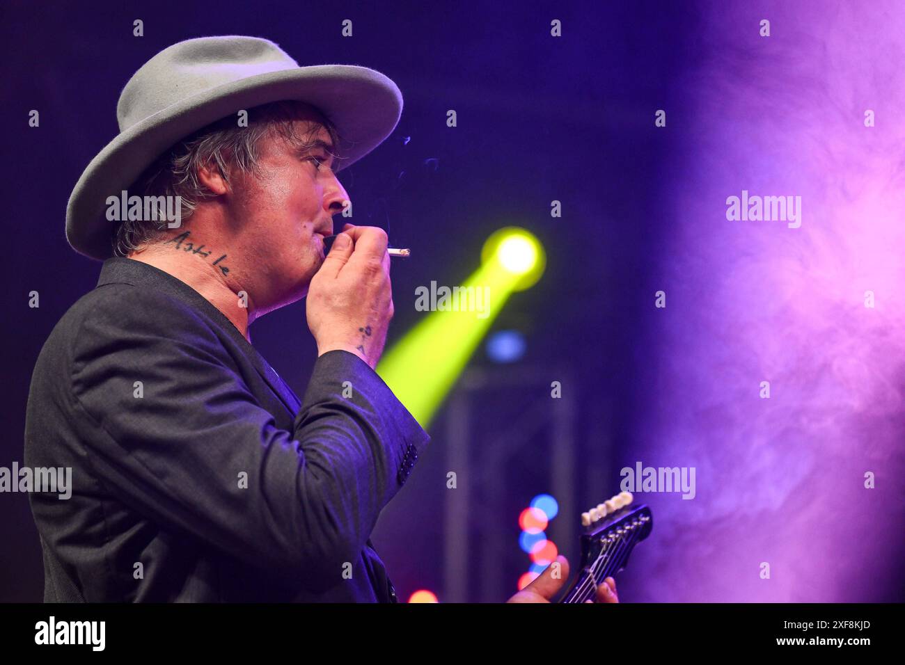 Concerto di musica - THE LIBERTINES Tour 2024 Pete Doherty dei Libertines si esibisce durante il Tour 2024 a Villa Ada Estate 2024, il 1° luglio 2024 a Roma, Italia. Roma Villa Ada Festival 2024 Italia Copyright: XDomenicoxCippitellix/xLiveMediax LPM 1429560 Foto Stock