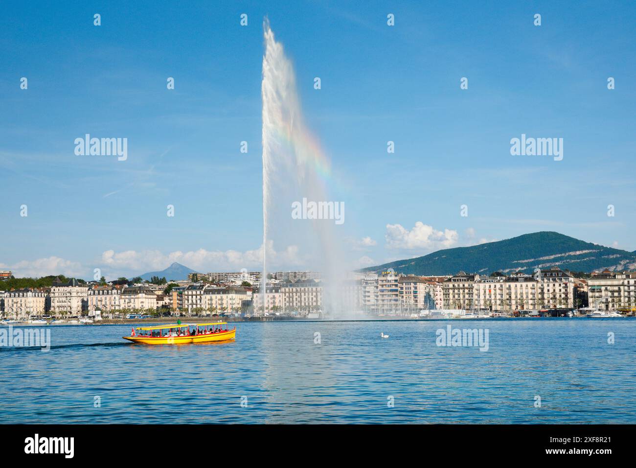 Geografia / viaggi, Jet d'eau, punto di riferimento del bassin di Ginevra, Canton Ginevra, USO NON ESCLUSIVO PER BIGLIETTI-AUGURI-BIGLIETTI-CARTOLINE-CARTOLINE-USO Foto Stock