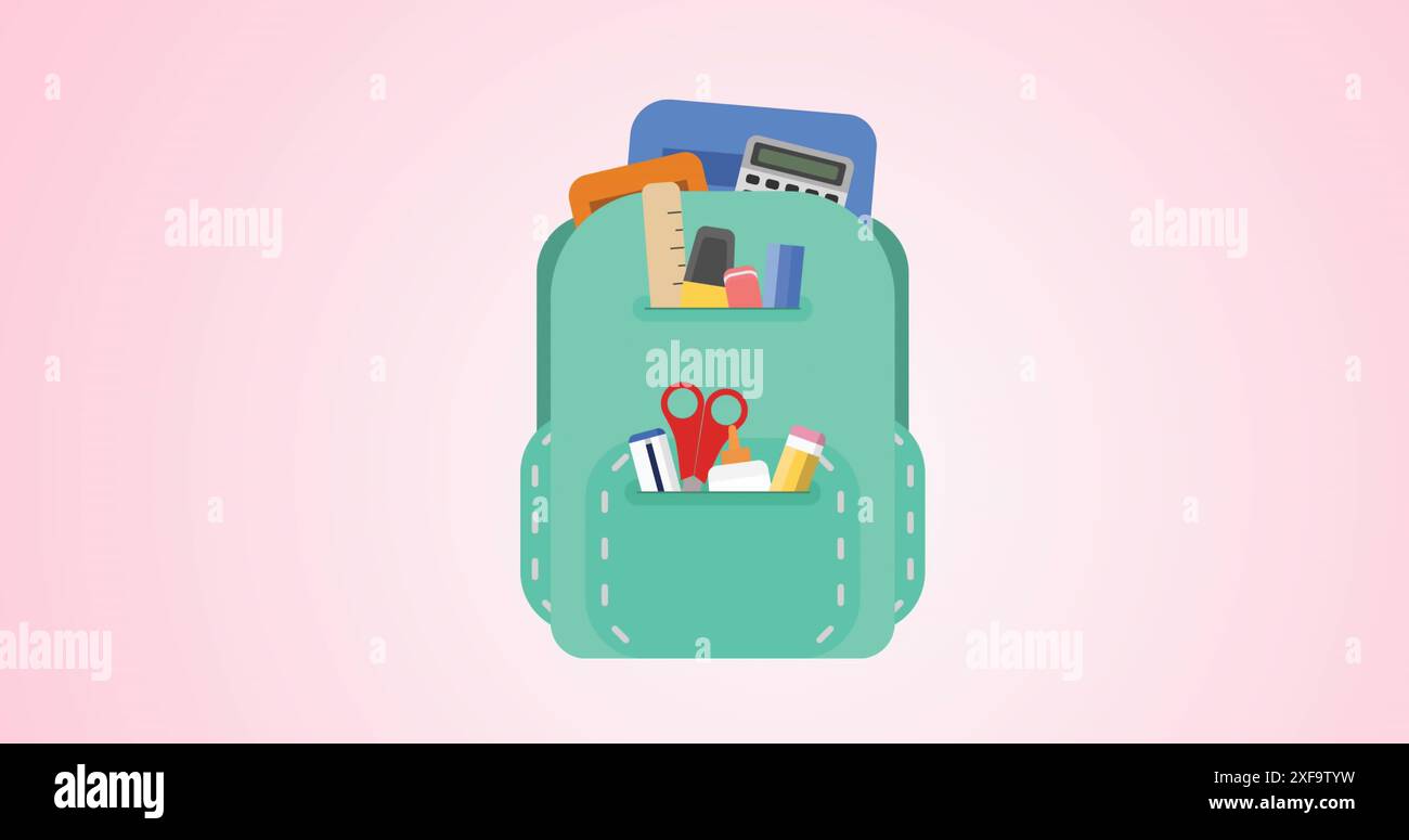 Immagine dell'icona della borsa che galleggia sullo spazio di copia su sfondo rosa Foto Stock