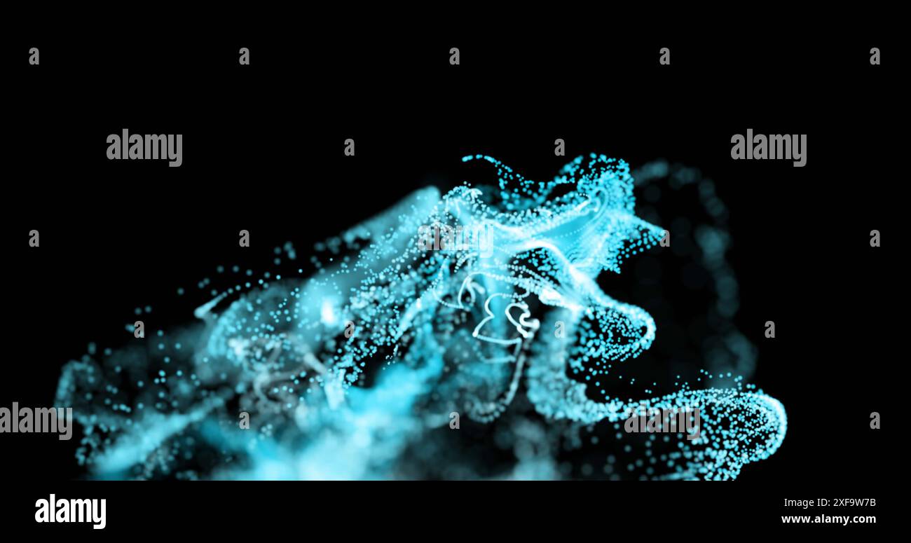 Immagine di punti che formano uno schema d'onda dinamico su sfondo nero Foto Stock
