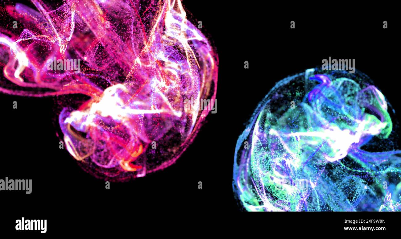 Immagine di punti multicolore che formano pattern d'onda su sfondo astratto Foto Stock