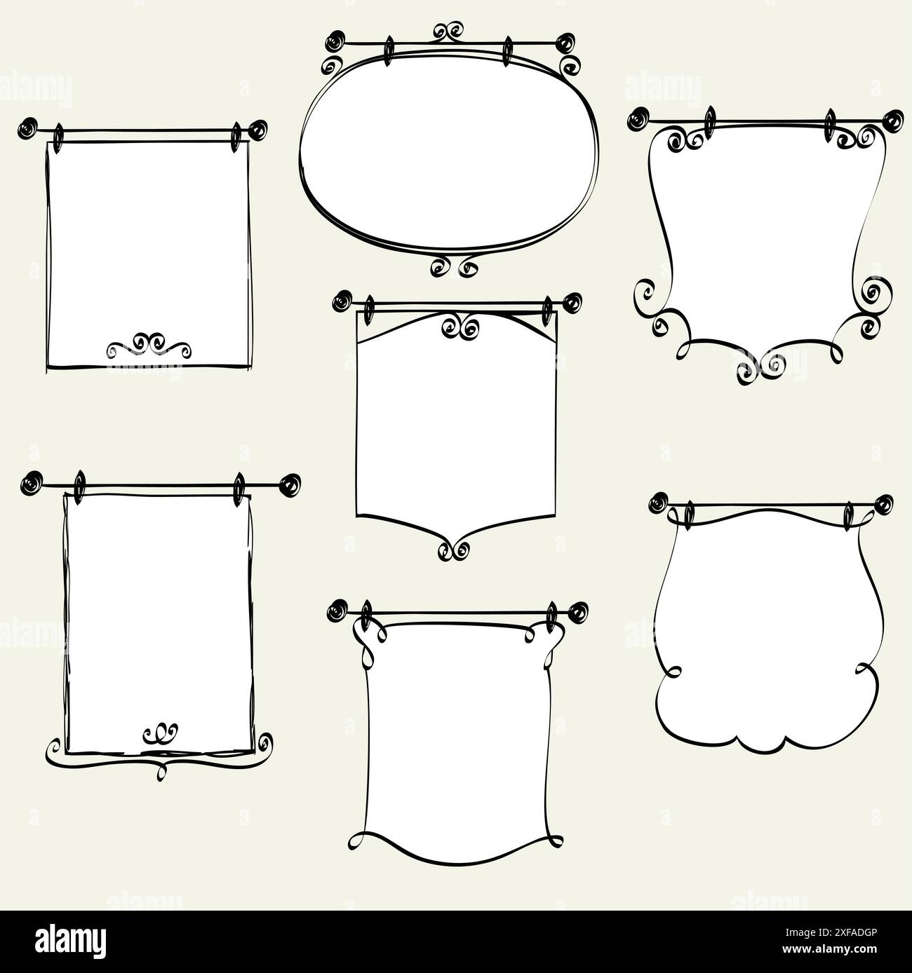 Insegna decorativa Vector Set su sfondo beige Illustrazione Vettoriale