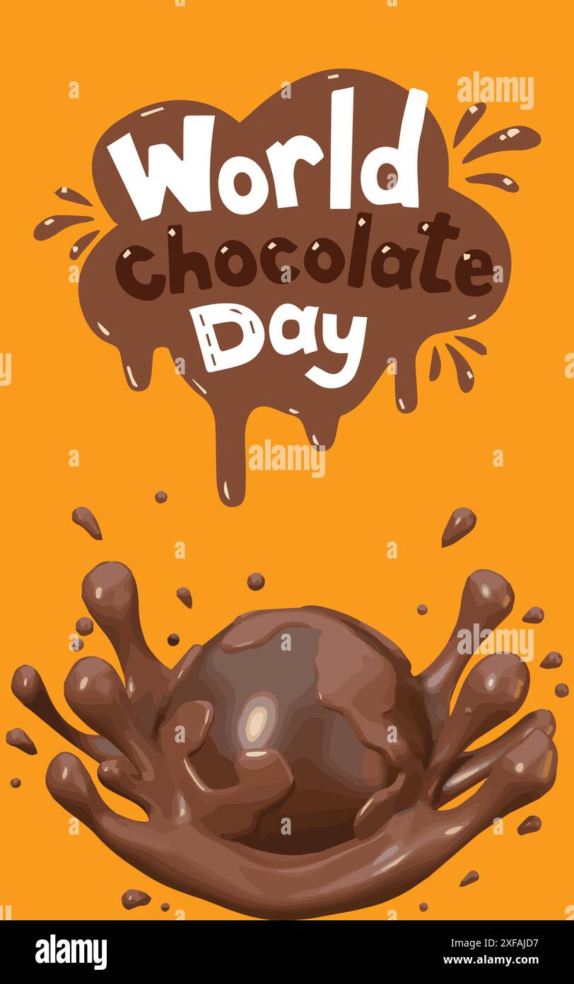 Giornata mondiale del cioccolato. Goccia di cioccolato. Illustrazione vettoriale. Illustrazione Vettoriale