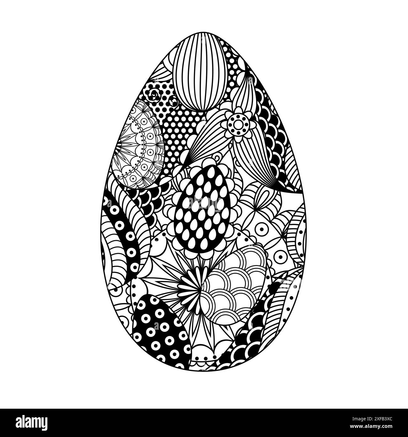 Pasqua in stile ornamento zentangl. Uovo di Pasqua Illustrazione Vettoriale