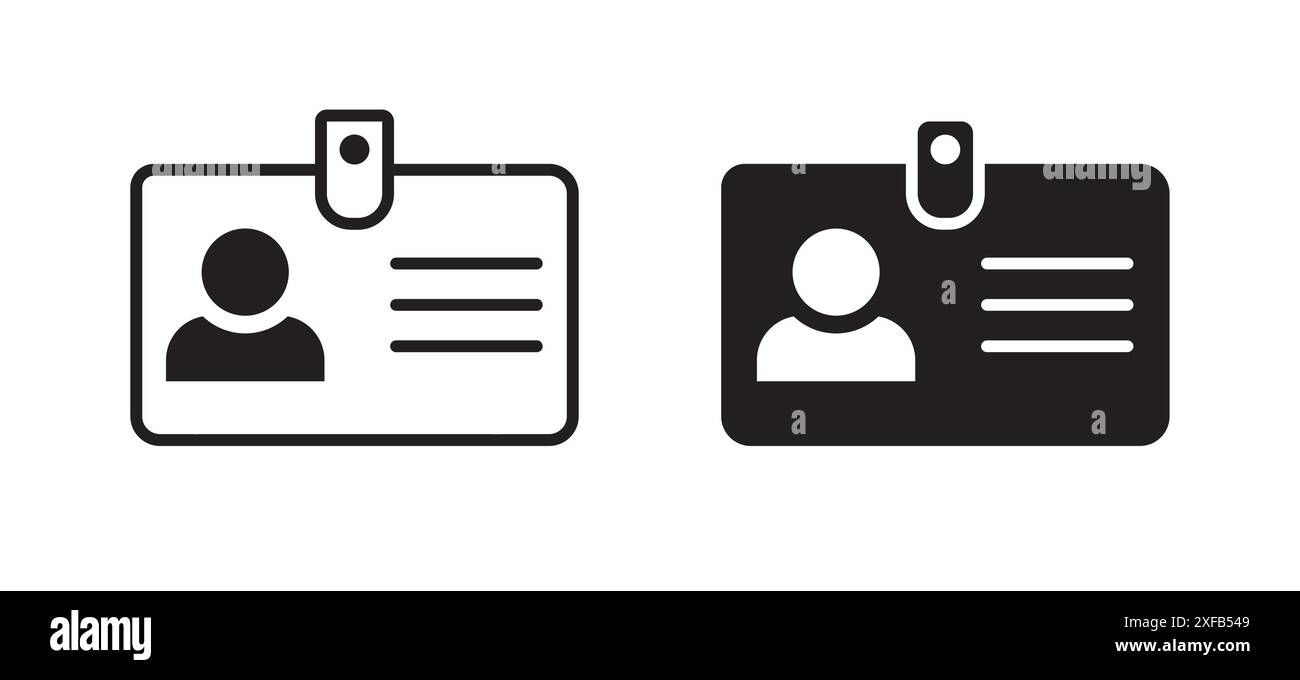 Icona del badge della scheda ID. Firma della carta di identità. Illustrazione vettoriale piatta. Illustrazione Vettoriale