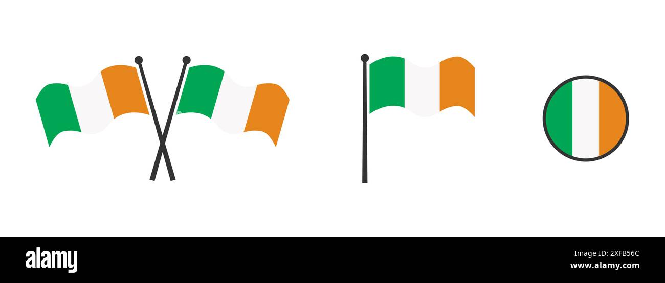 Bandiera dell'Irlanda. Bandiera d'Irlanda. Icona rotonda. Illusione vettoriale piatta. Illustrazione Vettoriale