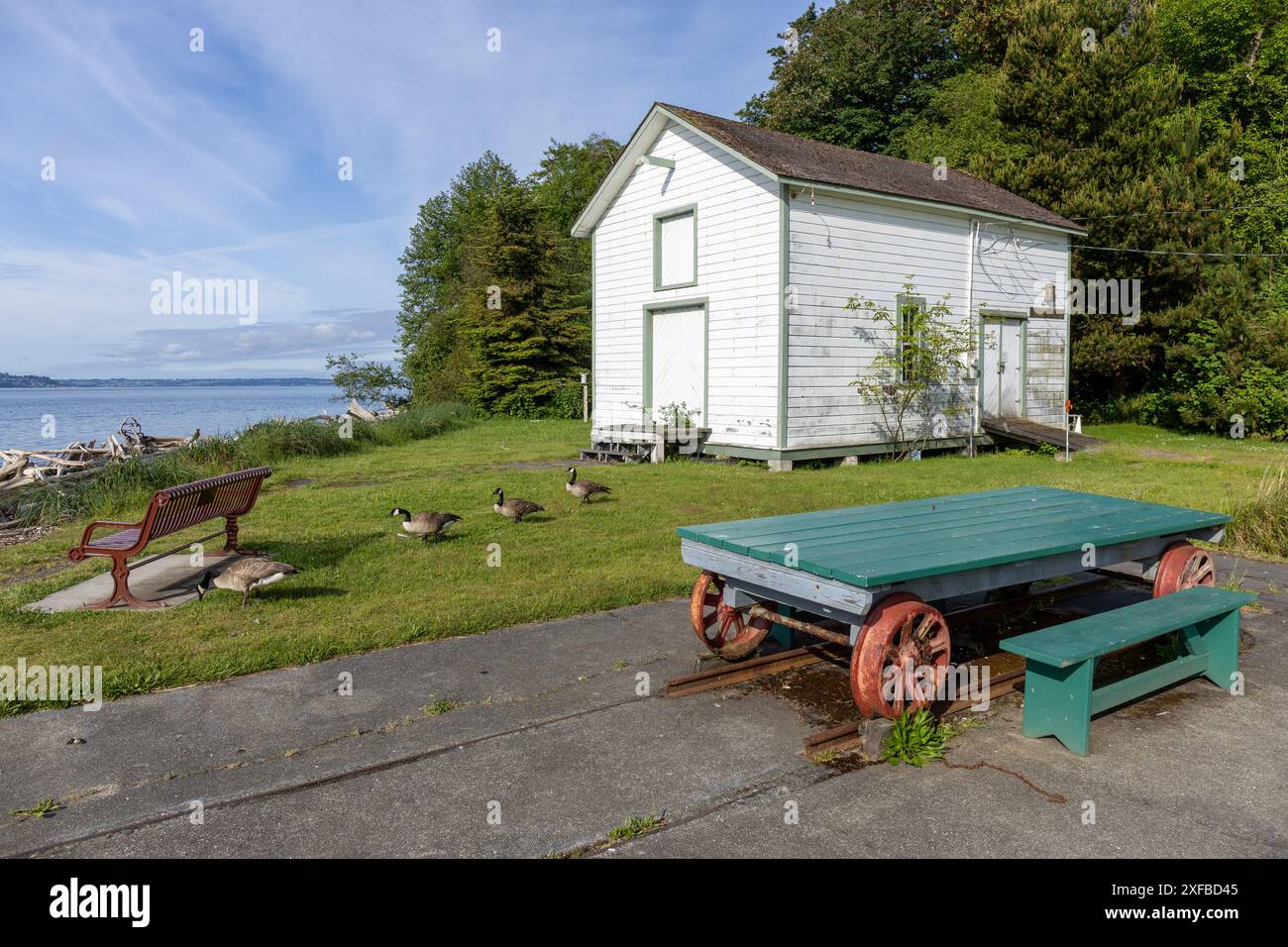 Gli storici quartieri dei custodi di Maury Island a Puget Sound, Washington. Foto Stock