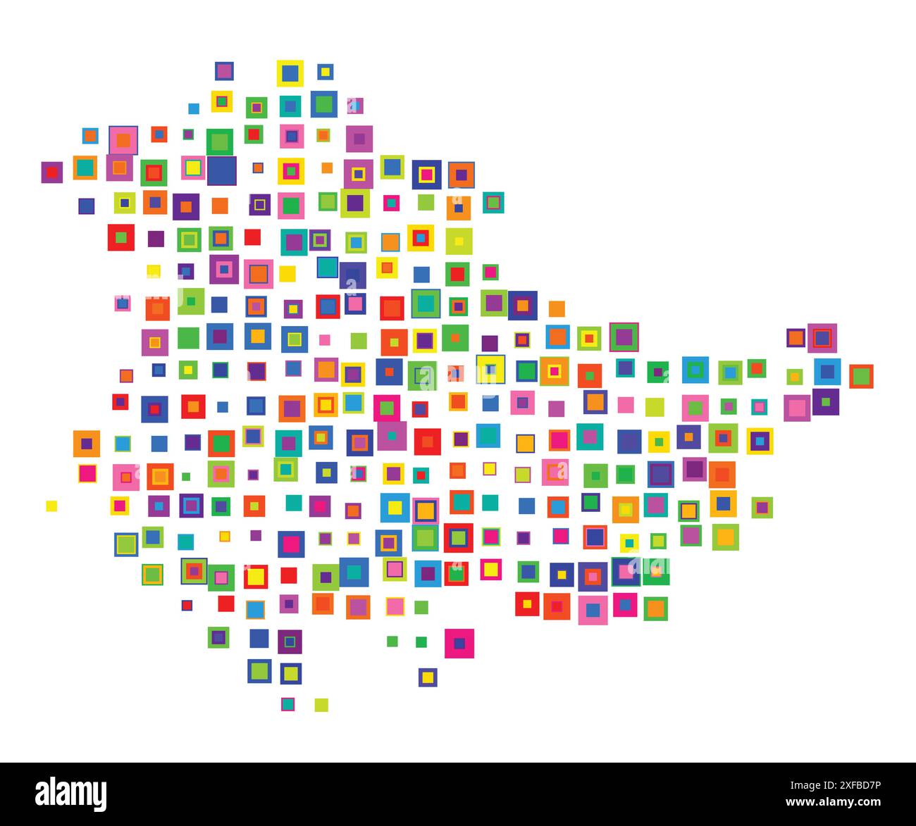Mappa dei simboli dello Stato di Thuringen (Germania). Mappa astratta che mostra il Bundesland con un modello di quadrati colorati sovrapposti come caramelle Illustrazione Vettoriale