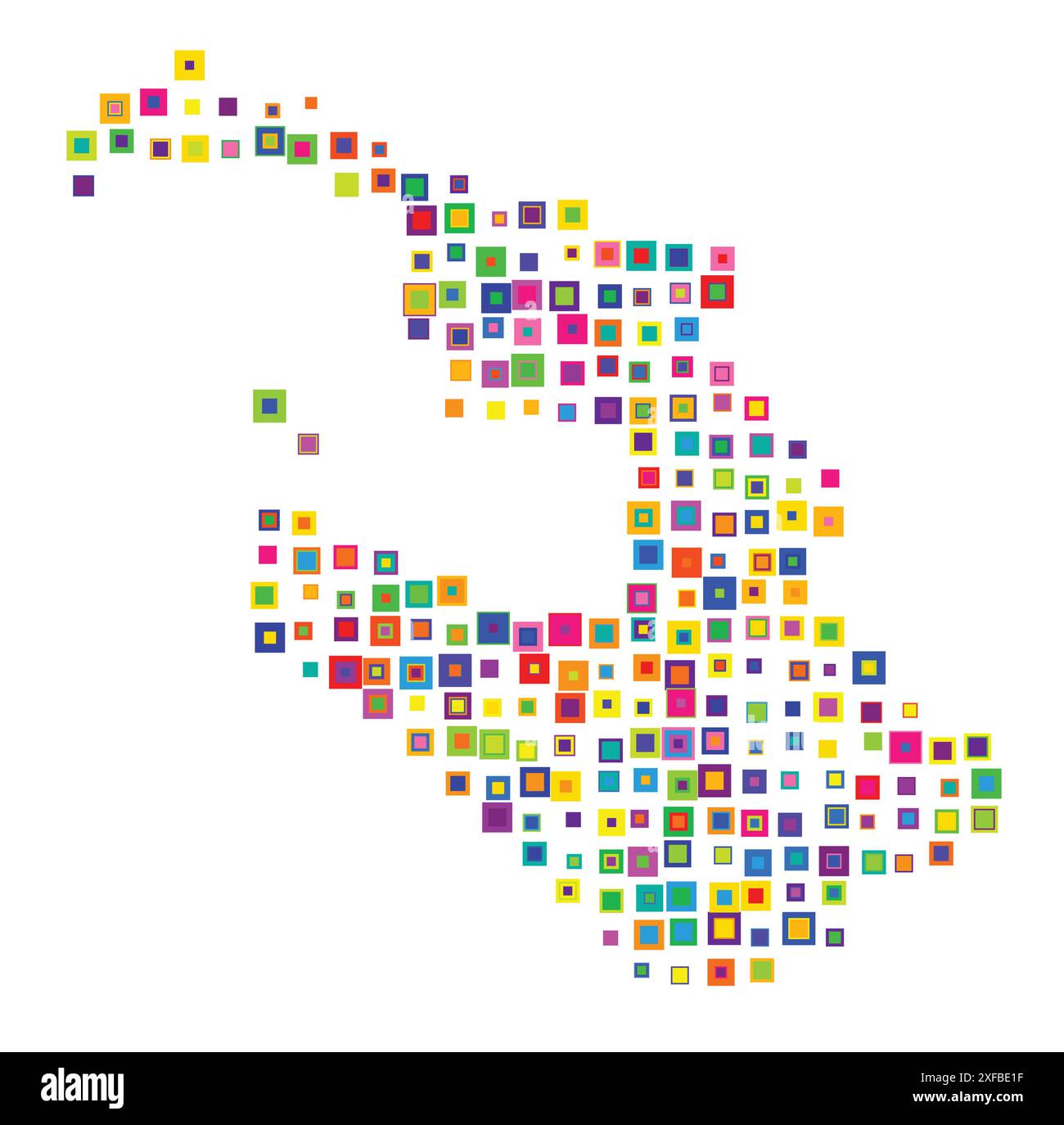 Mappa dei simboli della città Federale di San Pietroburgo (Russia). Mappa astratta che mostra lo stato/provincia con un modello di quadrati colorati sovrapposti Illustrazione Vettoriale
