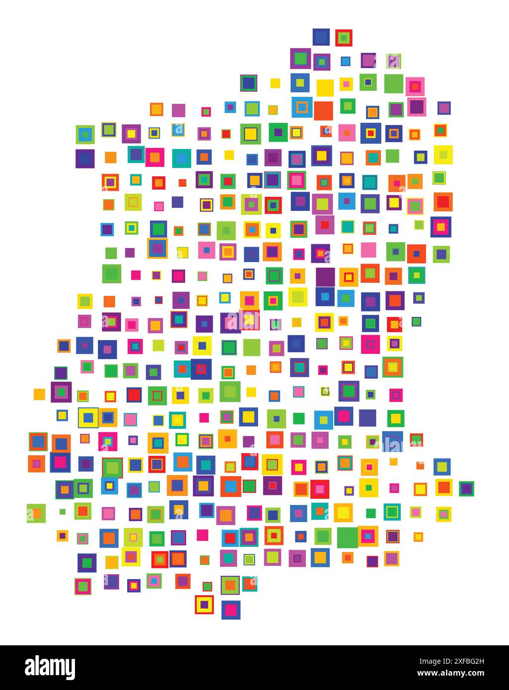 Mappa dei simboli del Sikkim di Stato (India). Mappa astratta che mostra lo stato/provincia con un modello di quadrati colorati sovrapposti come caramelle Illustrazione Vettoriale
