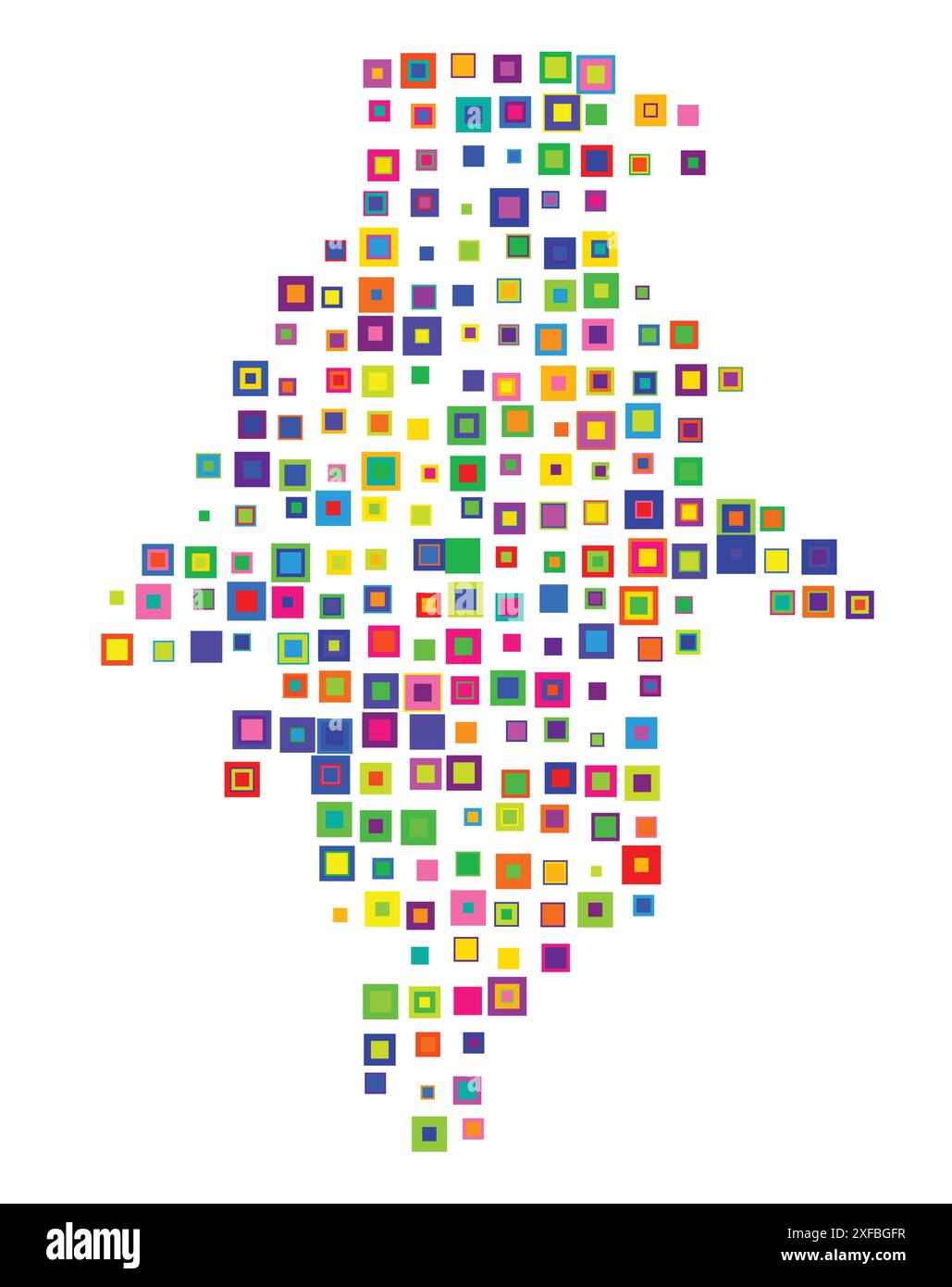 Mappa dei simboli della provincia di Kalimantan Timur (Indonesia). Mappa astratta che mostra lo stato/provincia con un modello di quadrati colorati sovrapposti come c Illustrazione Vettoriale