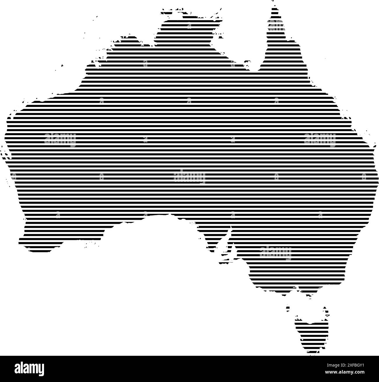 Mappa dell'Australia con illustrazione vettoriale con motivo a righe Illustrazione Vettoriale