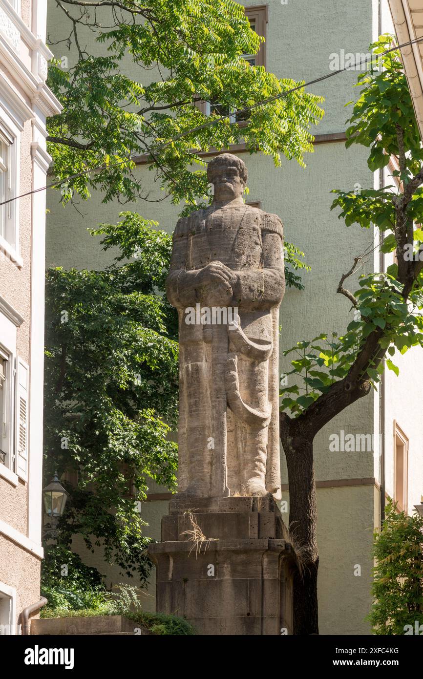 Statua di otto Fürst von Bismarck dello scultore Oskar Alexander Kiefer a Baden Baden Baden, Germania, Europa Foto Stock