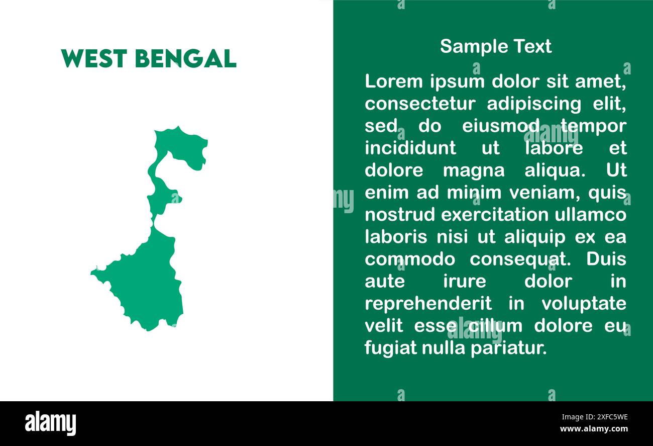 West Bengal MAP design1, Stato dell'India, Repubblica dell'India, governo, mappa politica, mappa moderna, bandiera indiana, illustrazione vettoriale Illustrazione Vettoriale