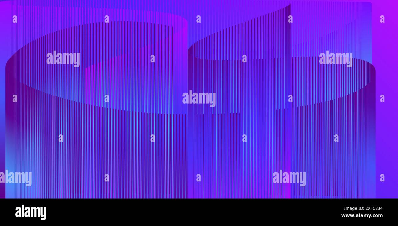 Sfondo astratto con forme tubulari e linee a rete in colori fluorescenti come viola, blu e rosa Illustrazione Vettoriale