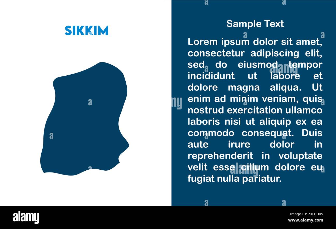 Sikkim MAP design1, Stato dell'India, Repubblica dell'India, governo, mappa politica, mappa moderna, bandiera indiana, illustrazione vettoriale Illustrazione Vettoriale