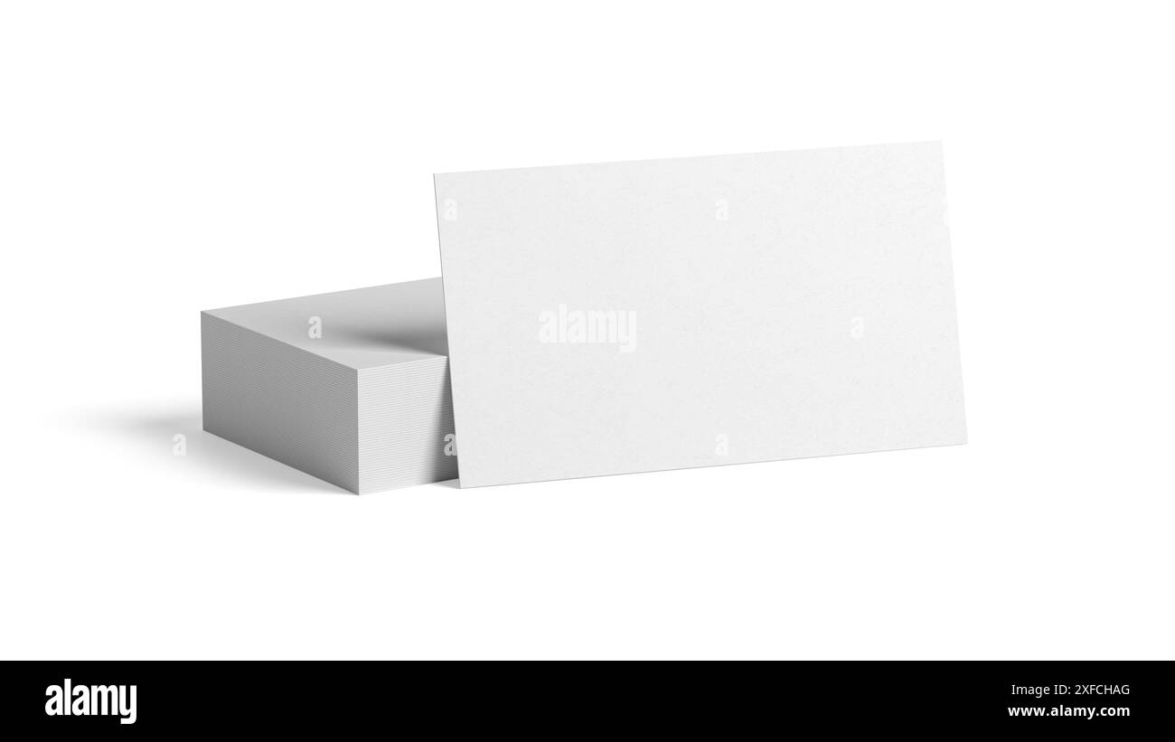 Modello di biglietto da visita. Colore bianco. Isolato. 3,5 x 2 poll. 89 x 51 mm. illustrazione 3d. Foto Stock