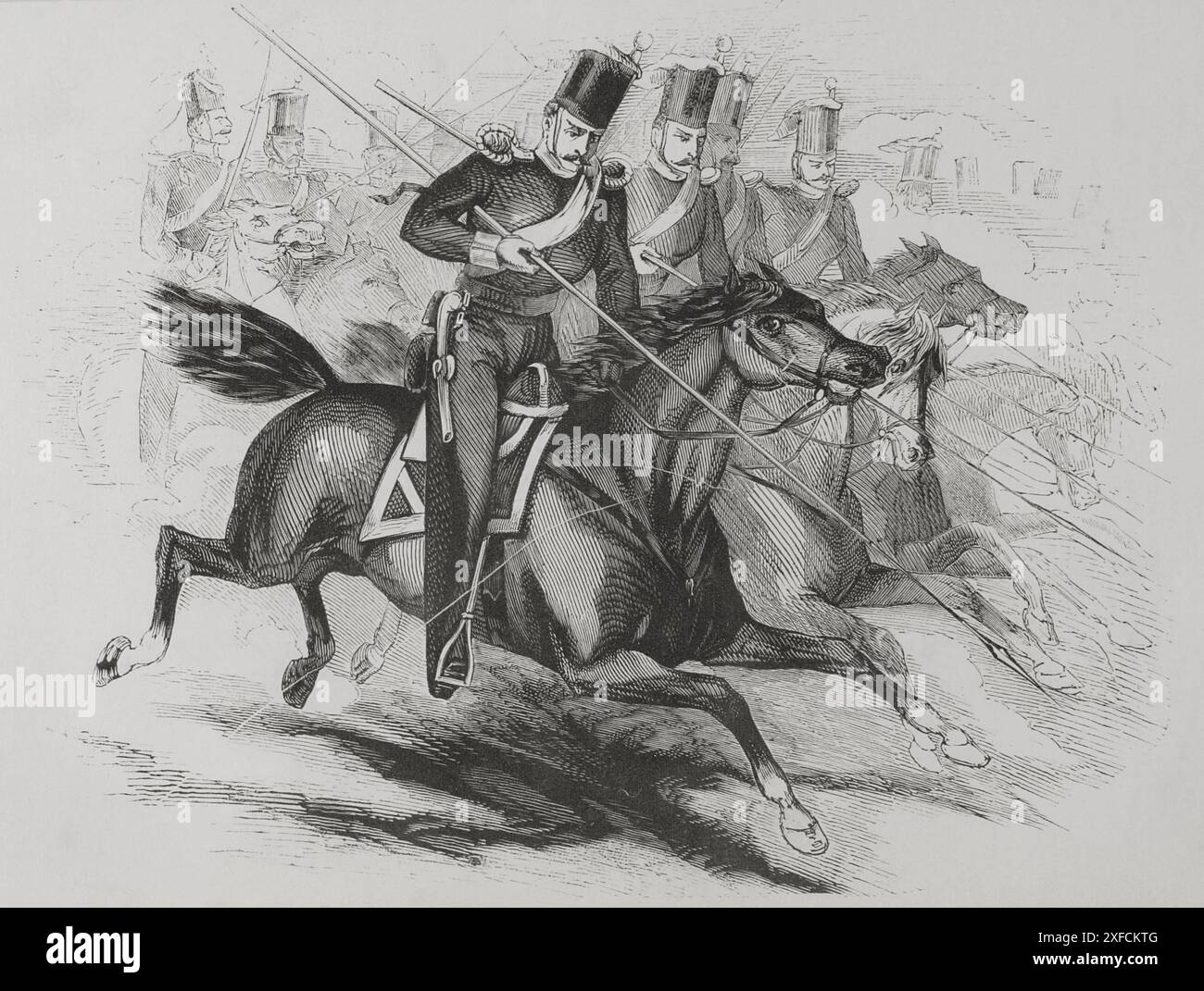 Cosacchi. Incisione. "Los Héroes y las Grandezas de la Tierra" (gli eroi e i magnifici della Terra). Volume VIII. 1856. Foto Stock