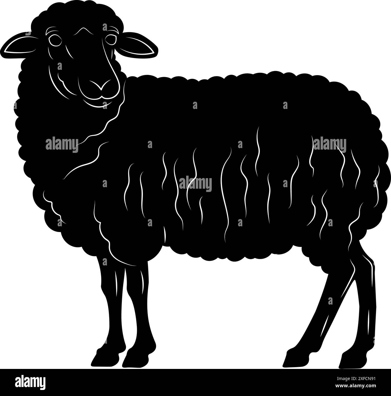 Icona della silhouette di montone di pecora di animali selvatici. Elemento arabo per la festa islamica Eid al-Adha, Eid Mubarak. Semplice agnello nero di fattoria. Vettore isolato Illustrazione Vettoriale