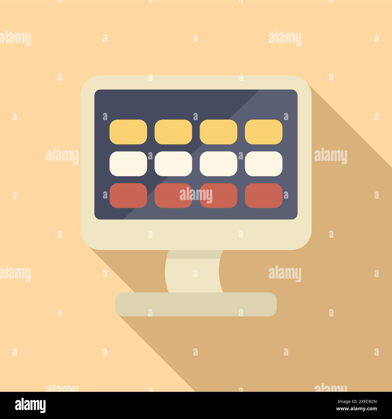 Software per fogli di calcolo che visualizza i dati sullo schermo di un computer desktop, concetto di finanza e contabilità Illustrazione Vettoriale