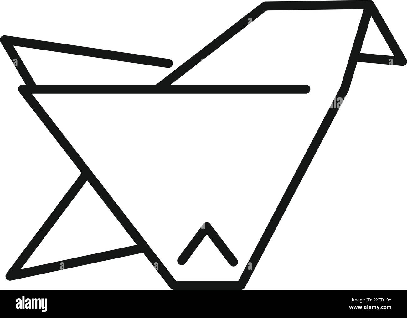 Raffigurazione minimalista di un uccello origami, simbolo della creatività e della trasformazione Illustrazione Vettoriale