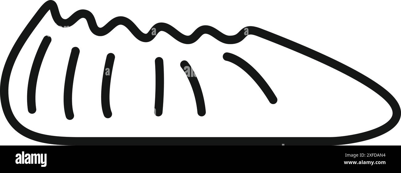 Icona della linea che rappresenta un copriscarpe monouso, comunemente utilizzato in camere bianche e ambienti medici per l'igiene Illustrazione Vettoriale