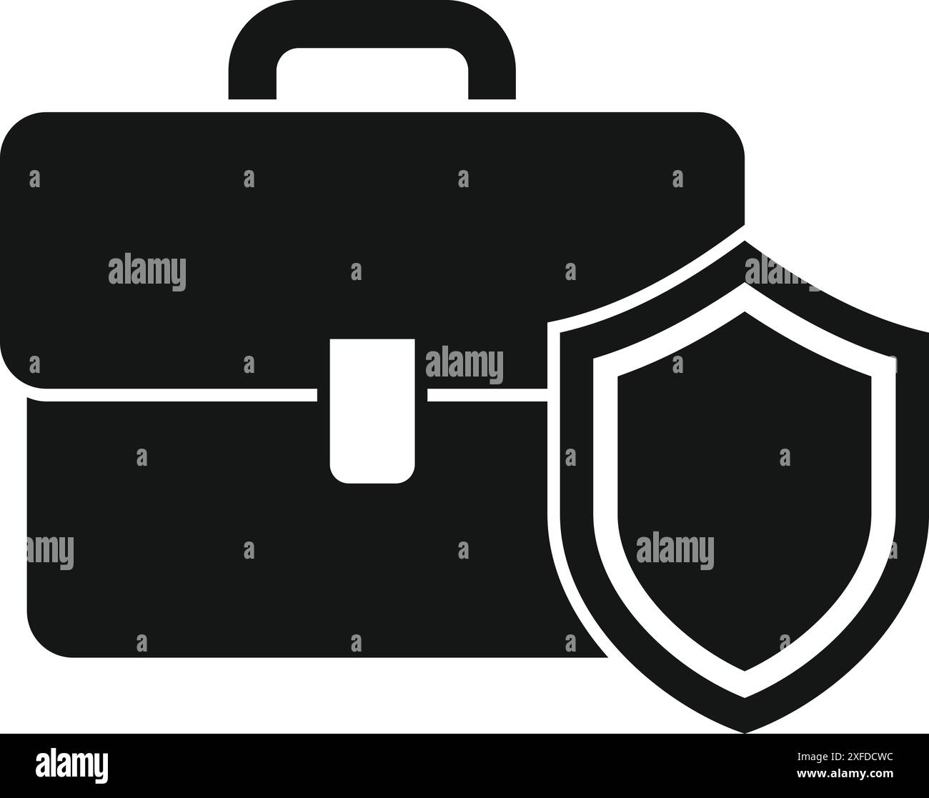 La valigetta è protetta da uno scudo, che rappresenta il concetto di protezione del portafoglio Illustrazione Vettoriale