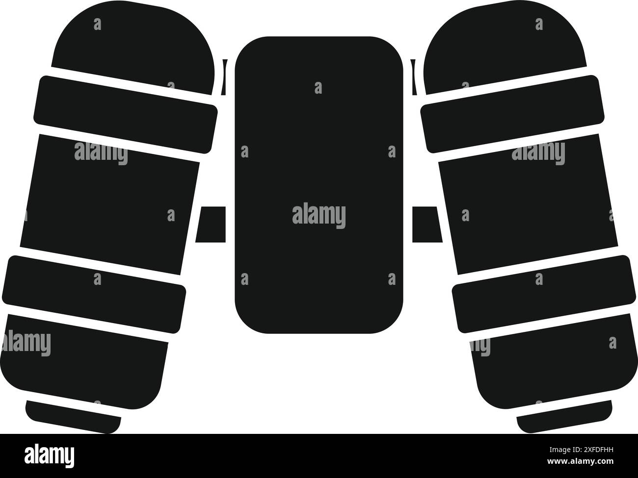 Icona del serbatoio di ossigeno per immersioni subacquee in nero, che mostra l'attrezzatura utilizzata per l'esplorazione subacquea Illustrazione Vettoriale