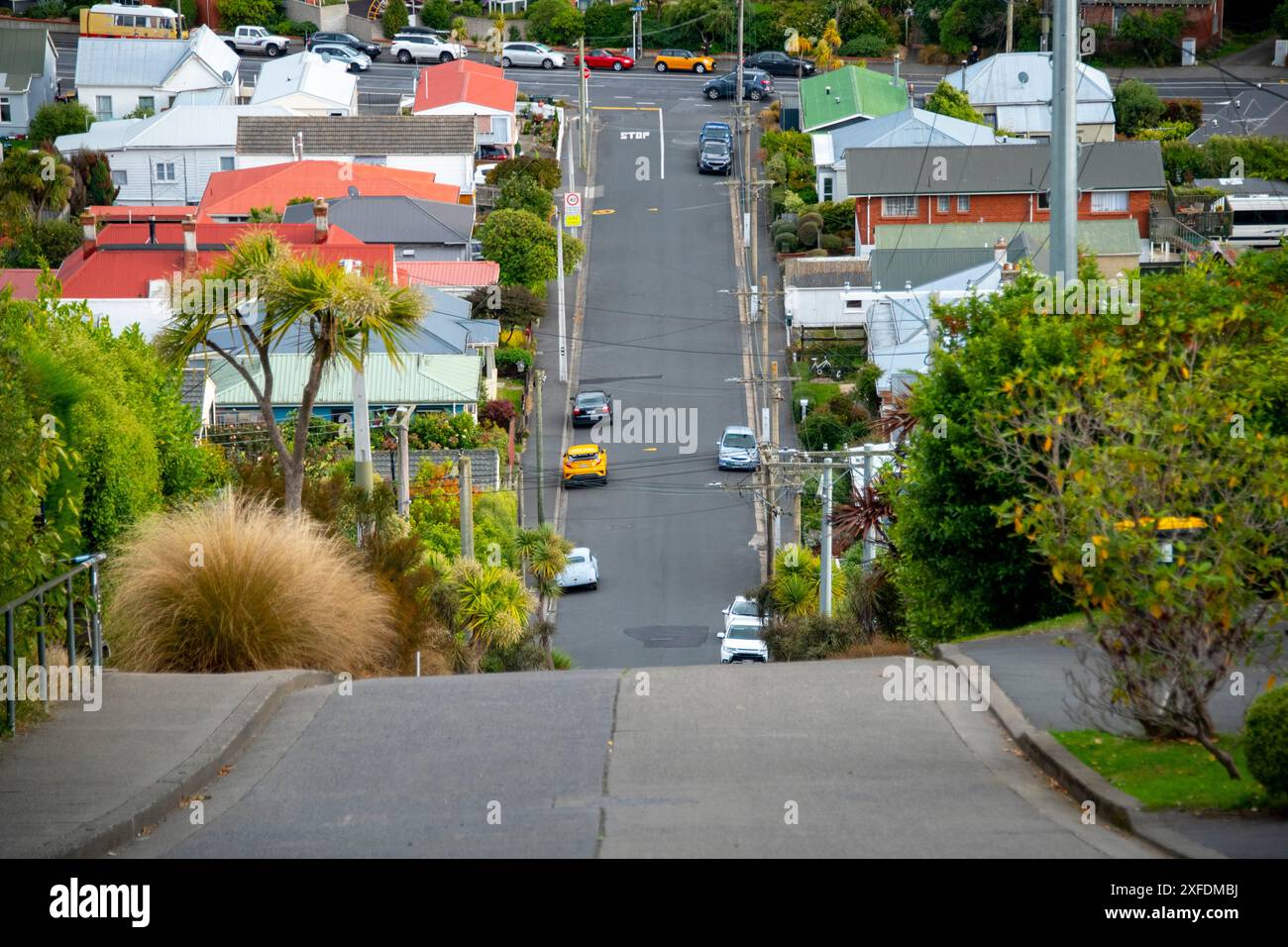 La strada più ripida del mondo - Dunedin - nuova Zelanda Foto Stock