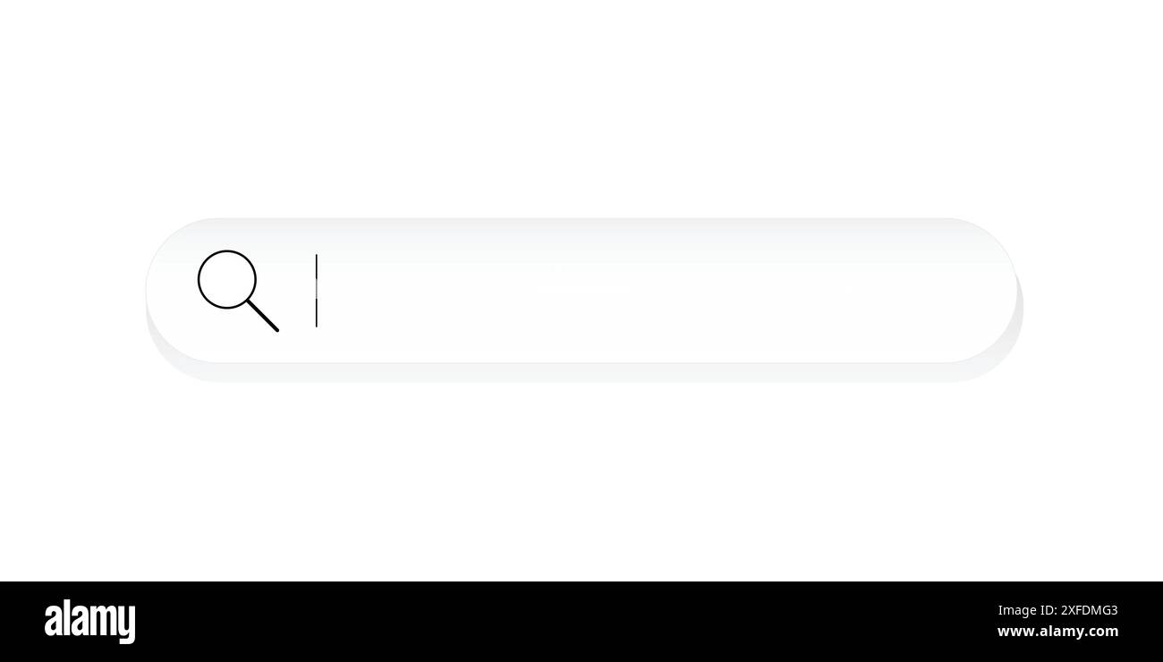 Concetto di ricerca del browser online. Pulsante di ricerca su un'interfaccia olografica virtuale, barra su sfondo grigio Illustrazione Vettoriale