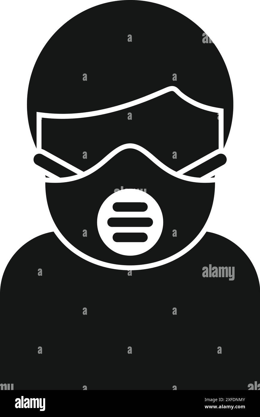 Lavoratore industriale che indossa una maschera protettiva e occhiali di protezione, sottolineando la sicurezza sul lavoro e le precauzioni per la salute Illustrazione Vettoriale