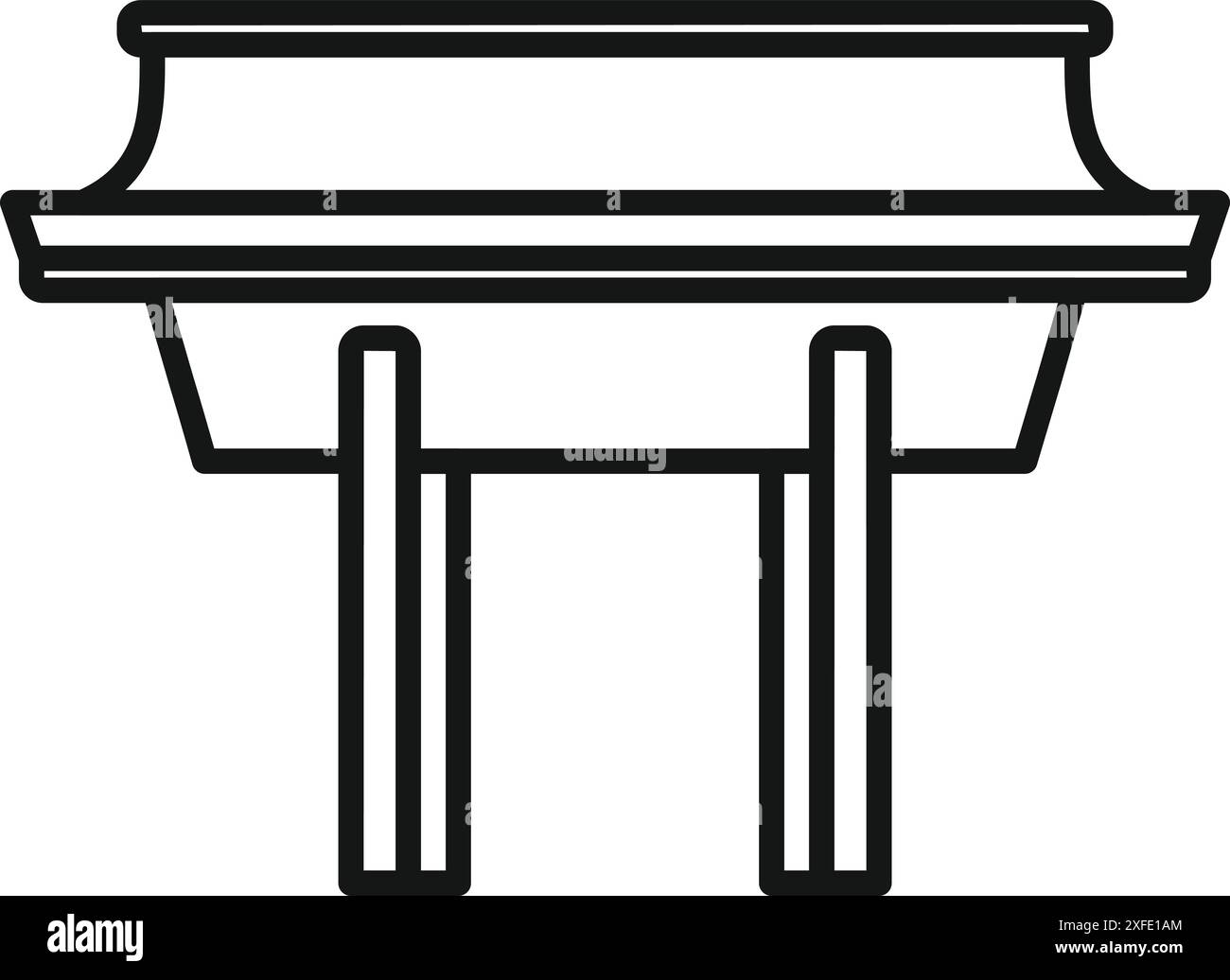 Semplice icona di arte in linea che raffigura una porta coreana tradizionale, simboleggia la storia e il patrimonio culturale Illustrazione Vettoriale