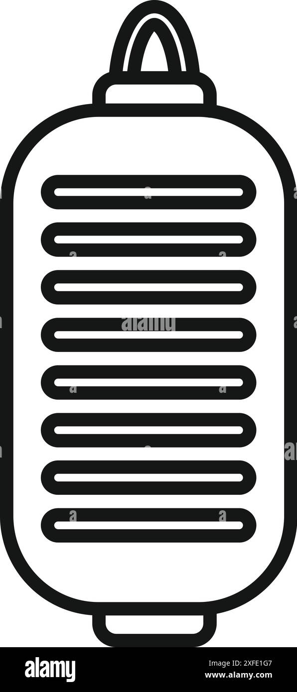 Semplice icona di arte in linea di una lanterna di carta cinese appesa per la decorazione Illustrazione Vettoriale