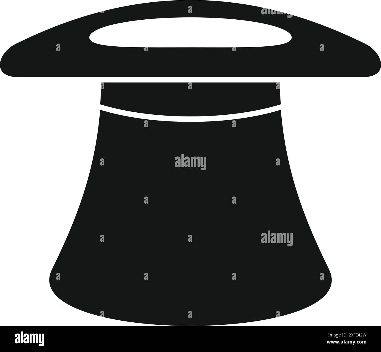 Silhouette nera del cappello di un mago, che suggerisce mistero e il mondo degli spettacoli magici Illustrazione Vettoriale