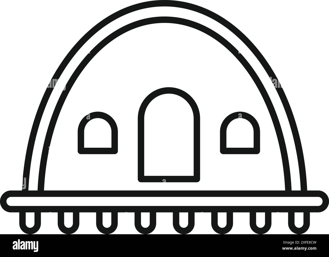 Edificio hangar con un grande ingresso per parcheggiare le navi spaziali Illustrazione Vettoriale