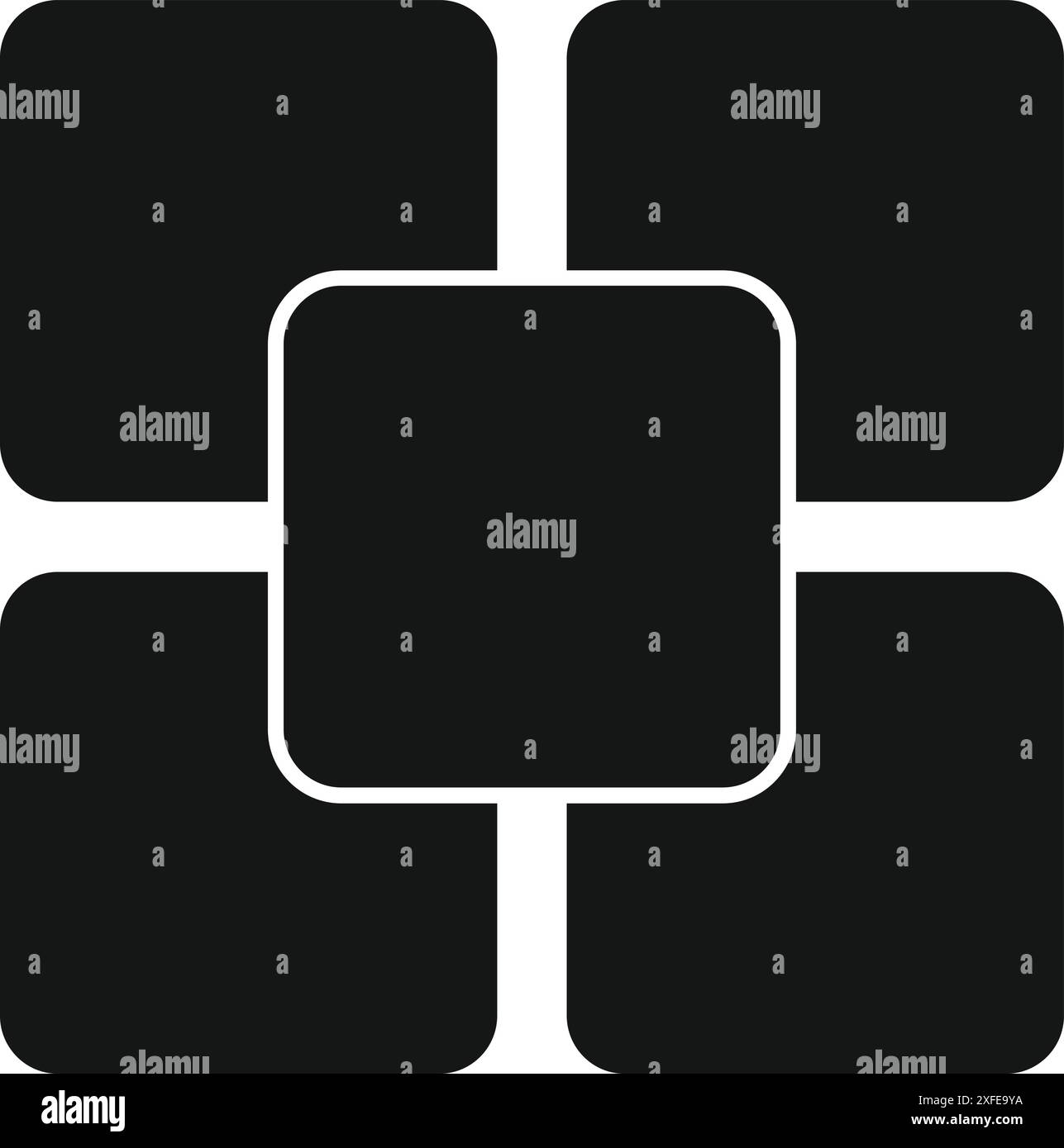 Blocchi di moduli neri che formano un quadrato più grande, un'icona utile per i concetti di modularità Illustrazione Vettoriale