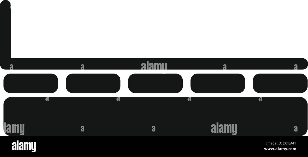 Icona in bianco e nero di un materasso ortopedico che mette in risalto i suoi diversi strati per una notte di sonno confortevole Illustrazione Vettoriale