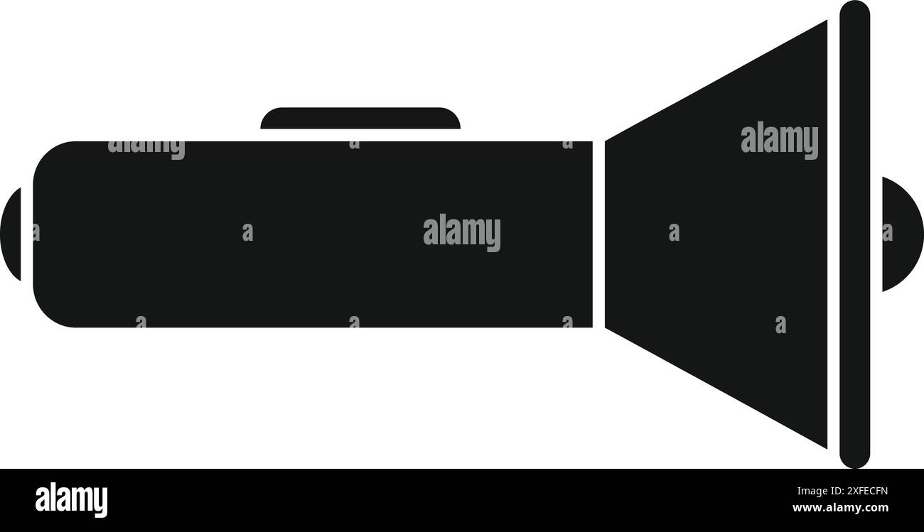 Silhouette nera di una grande torcia, ideale per attività all'aperto Illustrazione Vettoriale