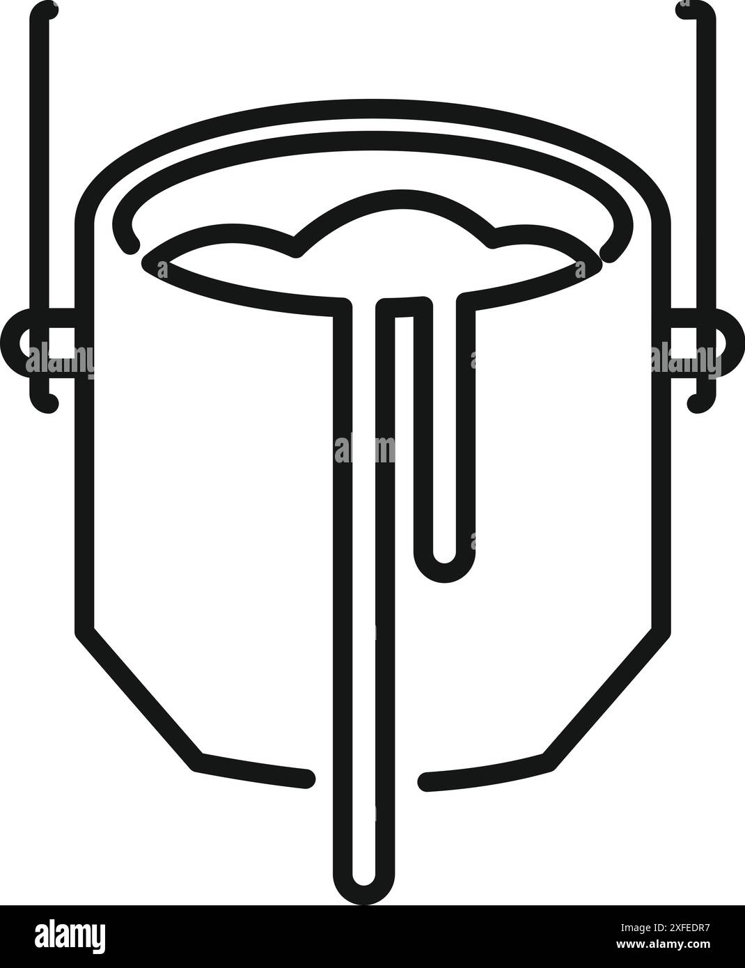 Semplice icona che raffigura il processo di versamento dell'acciaio fuso da un mestolo da fonderia nell'industria metallurgica Illustrazione Vettoriale