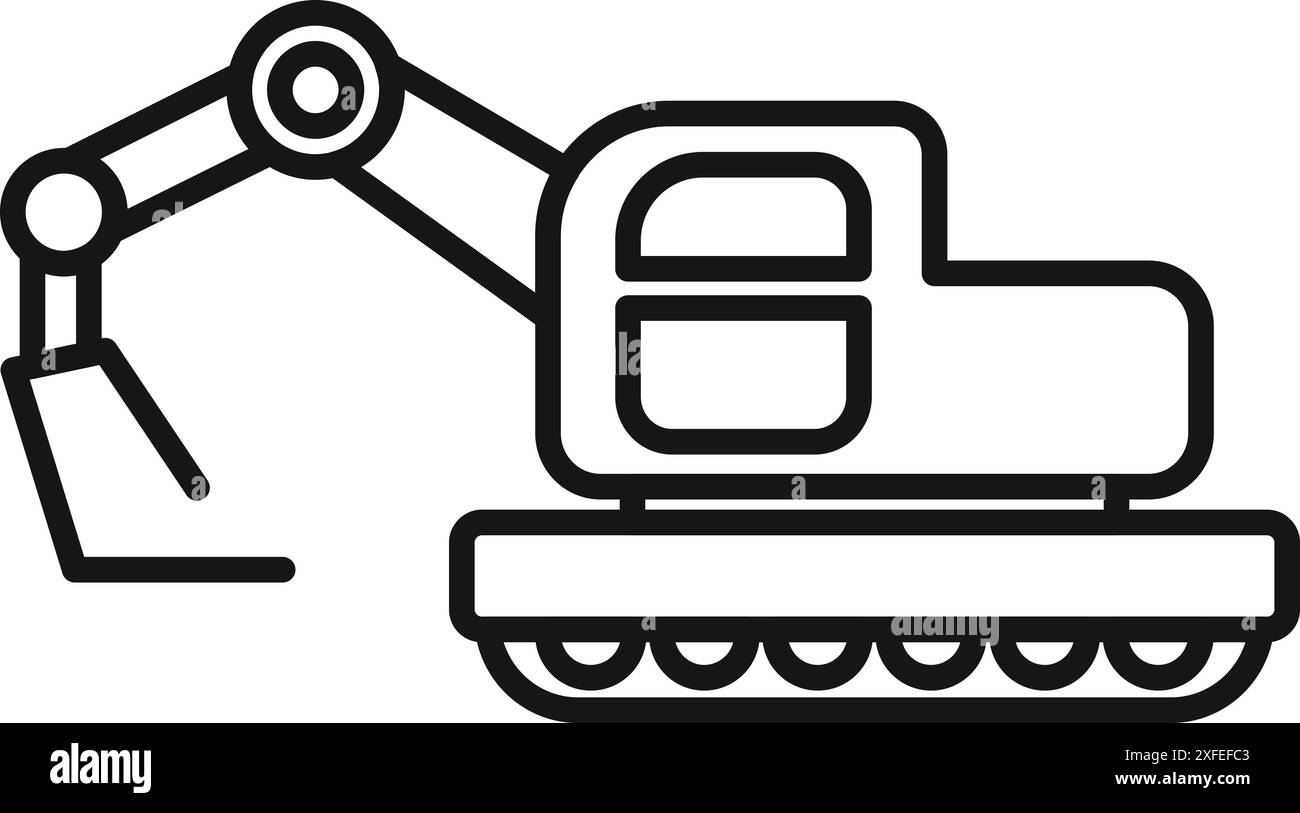 Scavo da escavatore con pala sul cantiere icona per applicazioni e siti Web Illustrazione Vettoriale