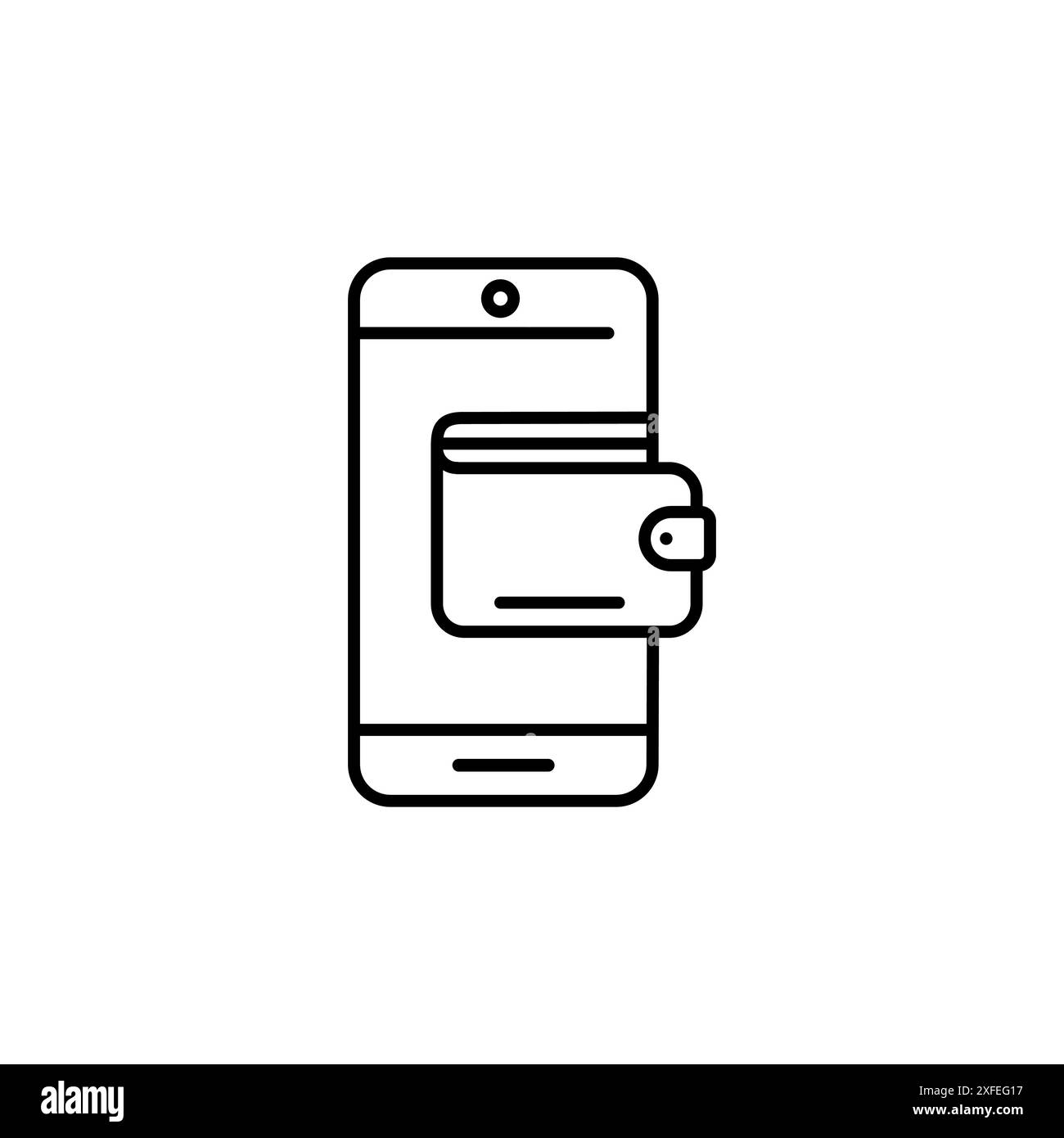 Icona del portafoglio digitale dalla raccolta di criptovalute. Sottile portafoglio digitale lineare, digitale, icona con contorno del portafoglio isolata su sfondo bianco. Vettore di linea Illustrazione Vettoriale