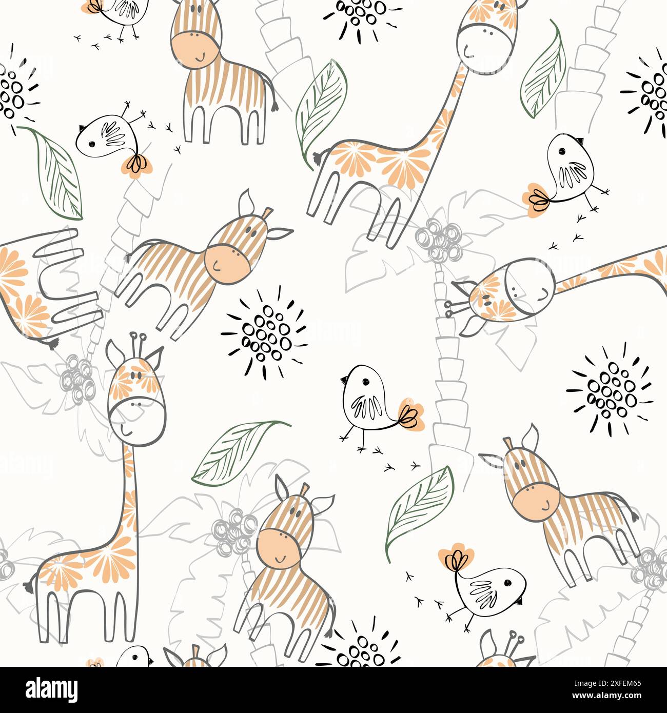 tessera per bambini con cartoni animati. Motivo senza cuciture Illustrazione Vettoriale