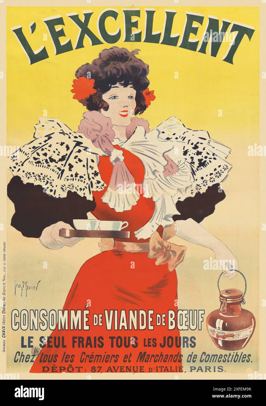 L'Excellent consommé de viande de boeuf di Georges Meunier (1869-1942). Poster pubblicato nel 1895 in Francia. Foto Stock