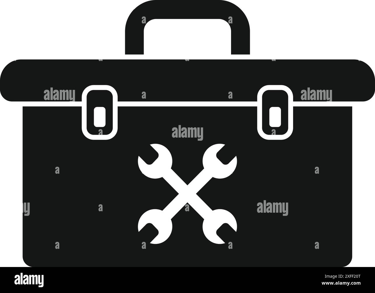 Icona casella degli attrezzi nera che rappresenta il concetto di riparazione e manutenzione Illustrazione Vettoriale