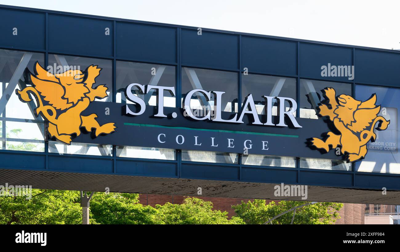 Segui le indicazioni per il St. Clair College di Windsor, Ontario, Canada Foto Stock