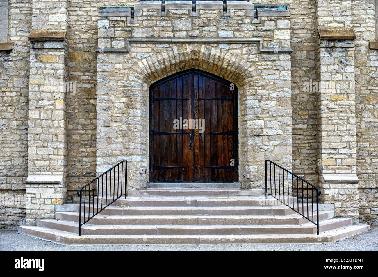 Porta d'ingresso nella chiesa di Mariners a Detroit, Michigan, Stati Uniti Foto Stock